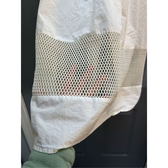 White Fit and Flare Midi Dress Urban Outfitters Eyelet Mesh Casual - Picture 3 of 10